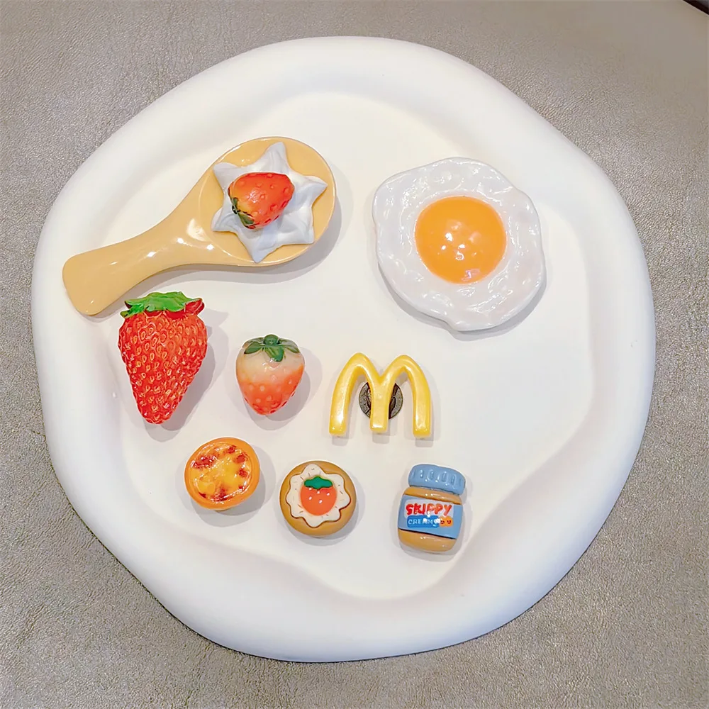 

8pcs lot resign Shoe Charms Decoration Buckle clear spoon icecream M fried egg strawberry DIY combiation for clog sandals