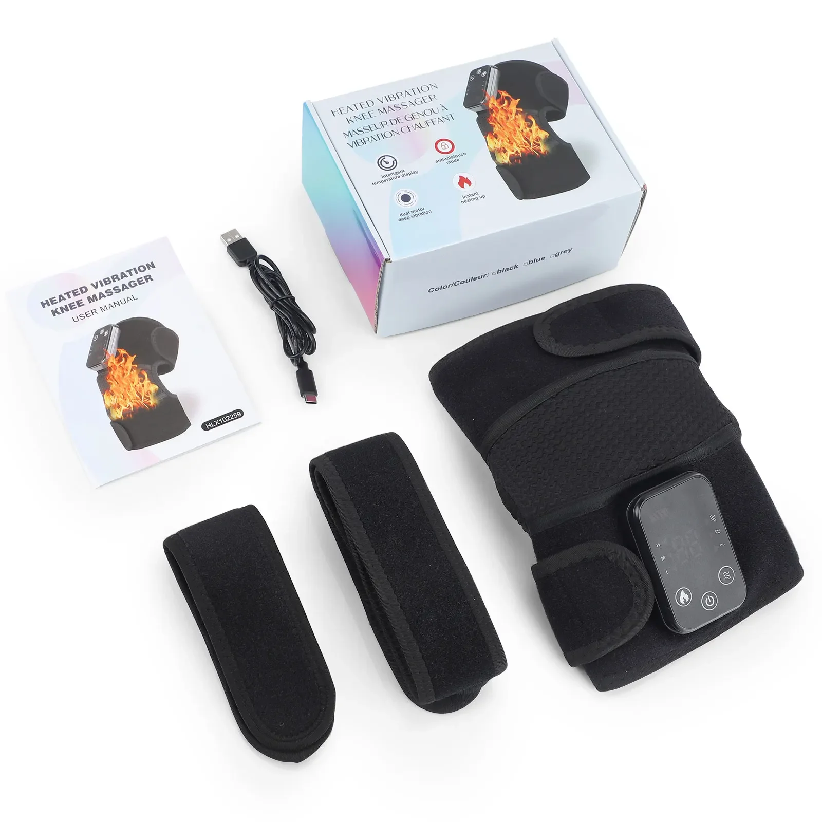 Heating Knee Massager 3-in-1 Elbow Shoulder Knee Pad Thermal Vibration Leg Support Belt Muscle Relax Knee Pad Shoulder Elbow Pad