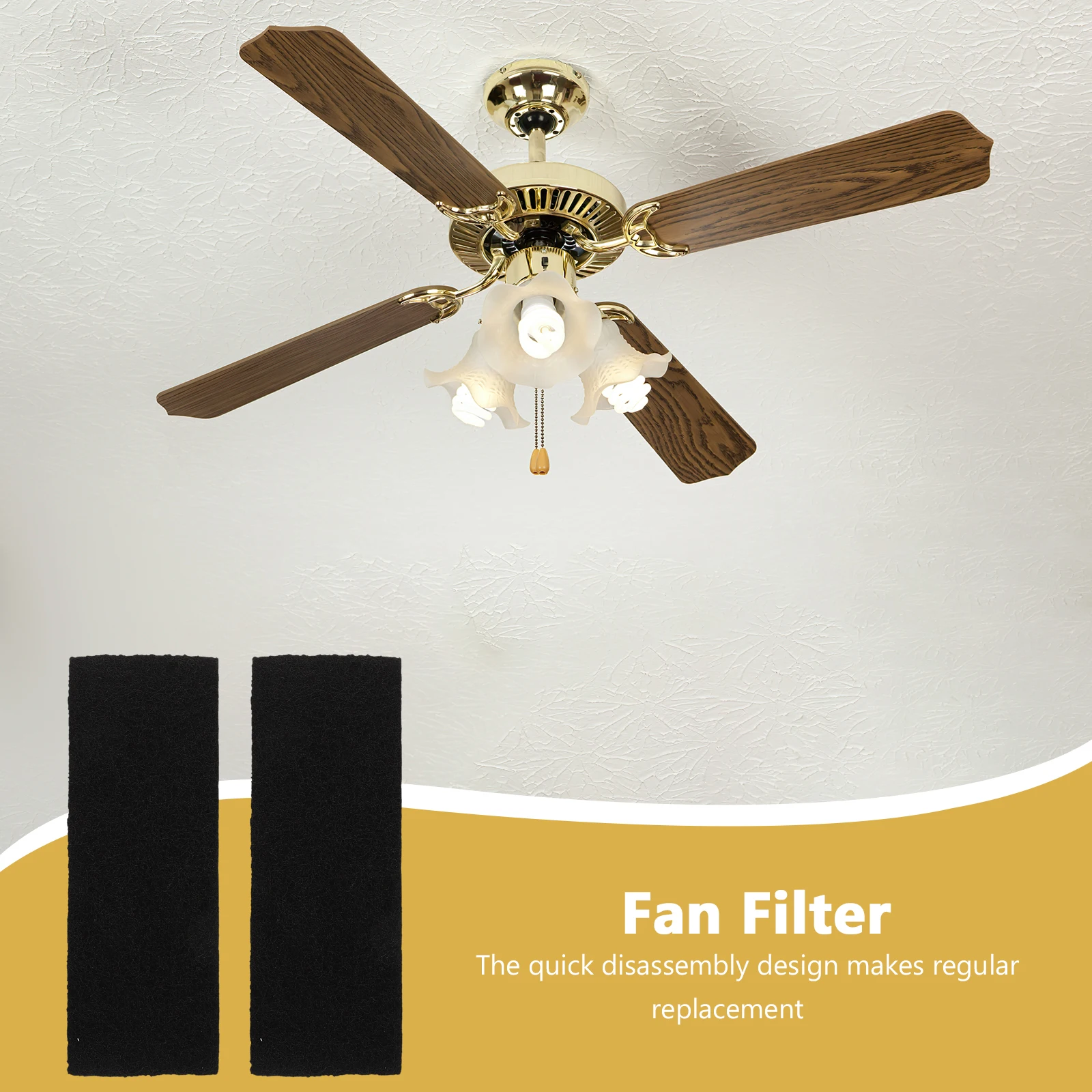 

4pcs Activated Carbon Ceiling Fan Filters Adhesive Blade Pads Easy Install Black Universal Purifier Accessories