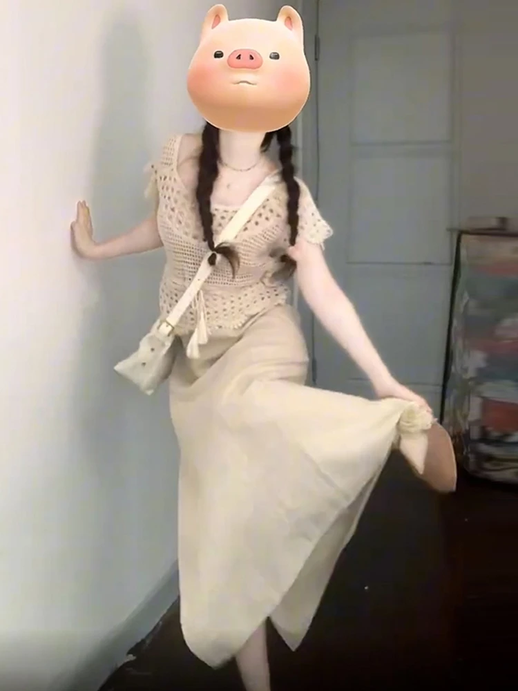 

Женская летняя футболка из ажурного трикотажа, новая, нежная, модная, в японском стиле, классический крой...