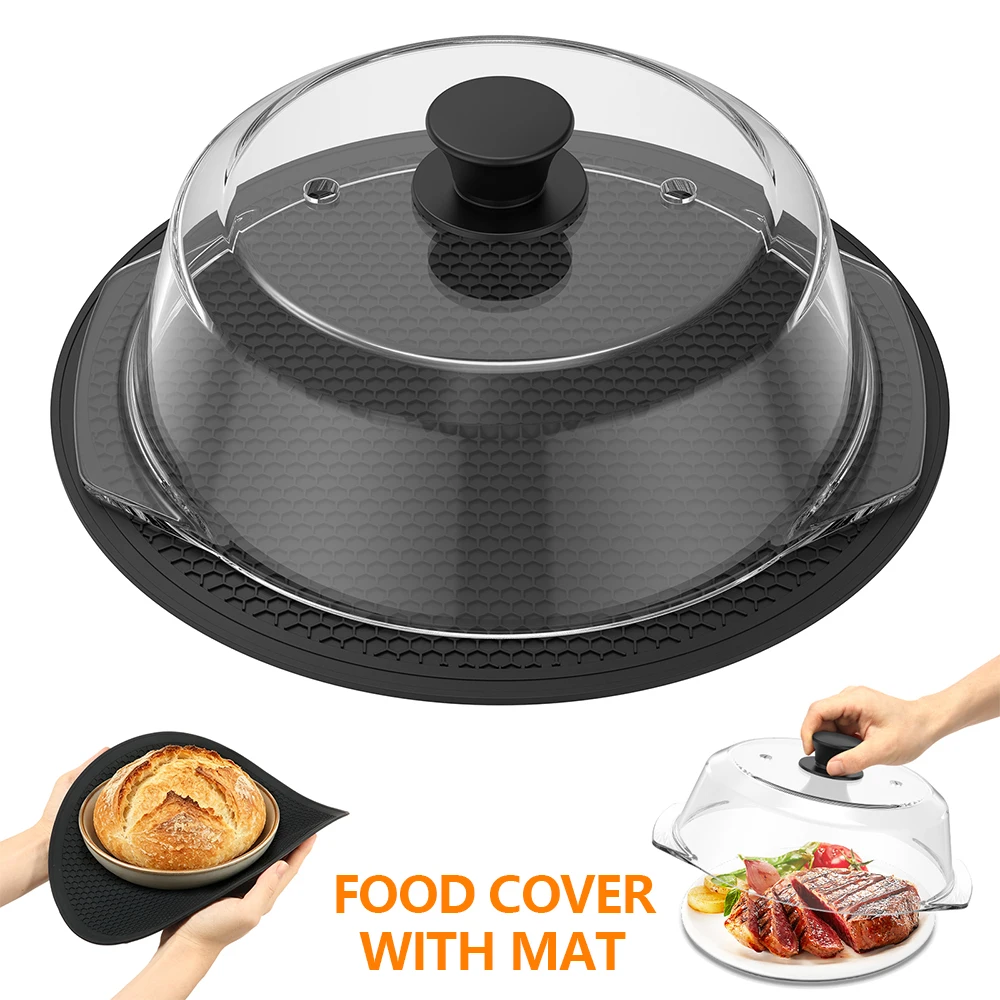 Microwave Food Splash Guard High Temperature Resistant Food Heating Cover with Steam Vent and Handle Clear Glass Splatter Cover
