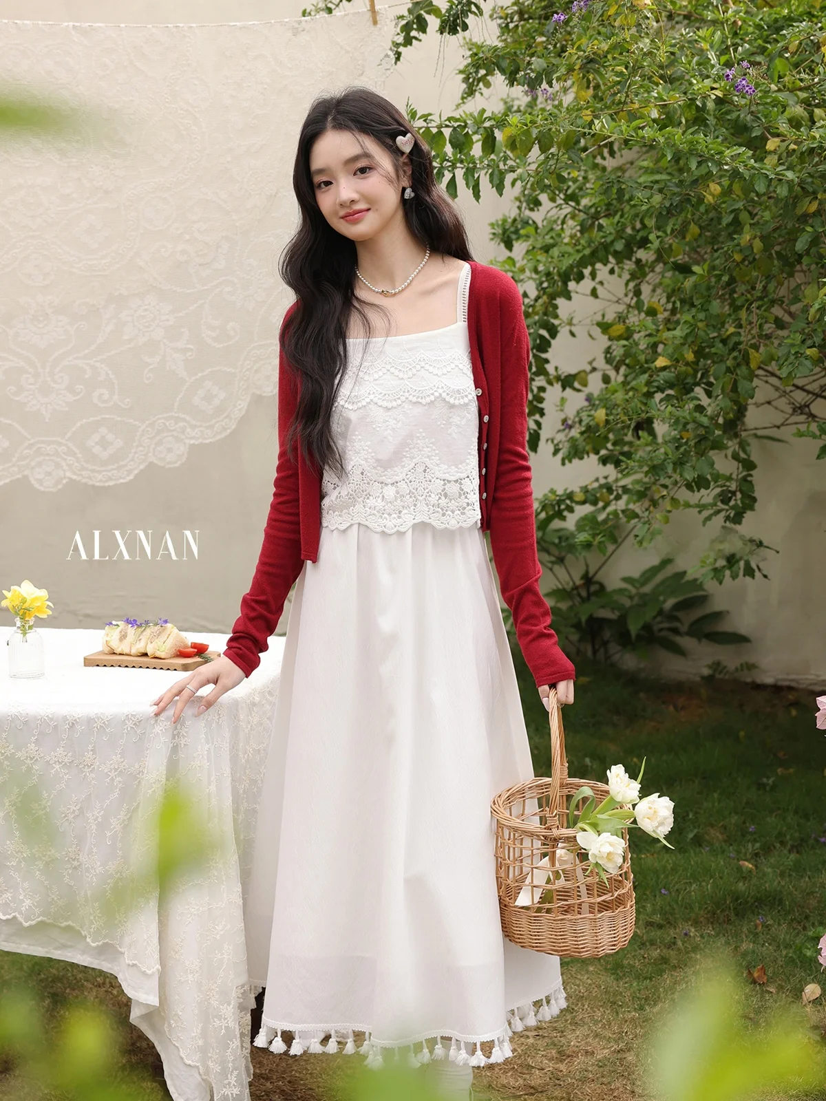 

Женская длинная юбка А-силуэта с кружевной отделкой, весенне-летний дизайн, без рукавов, повседневная одежда