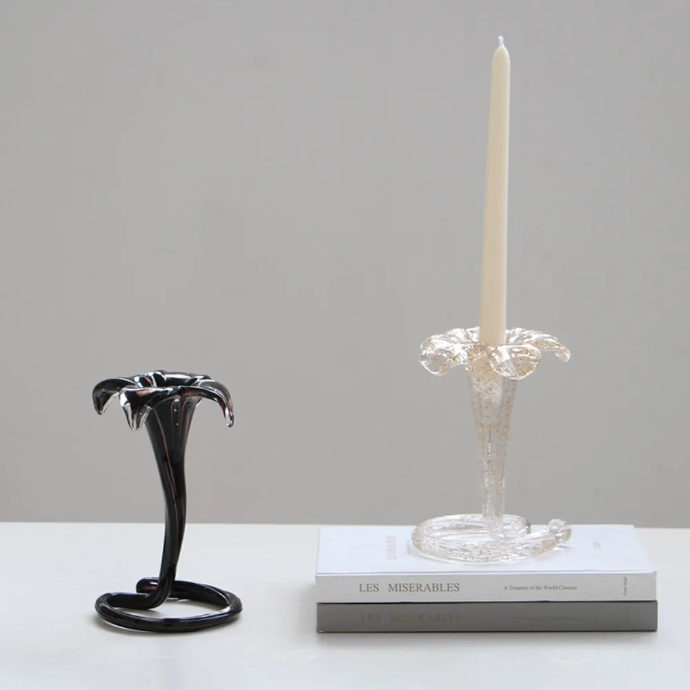 Glass Cone Candlestick Retro Twisted Spiral Base Candlestick Beautiful Table Decoration Wedding Home Dinner Party Decoration