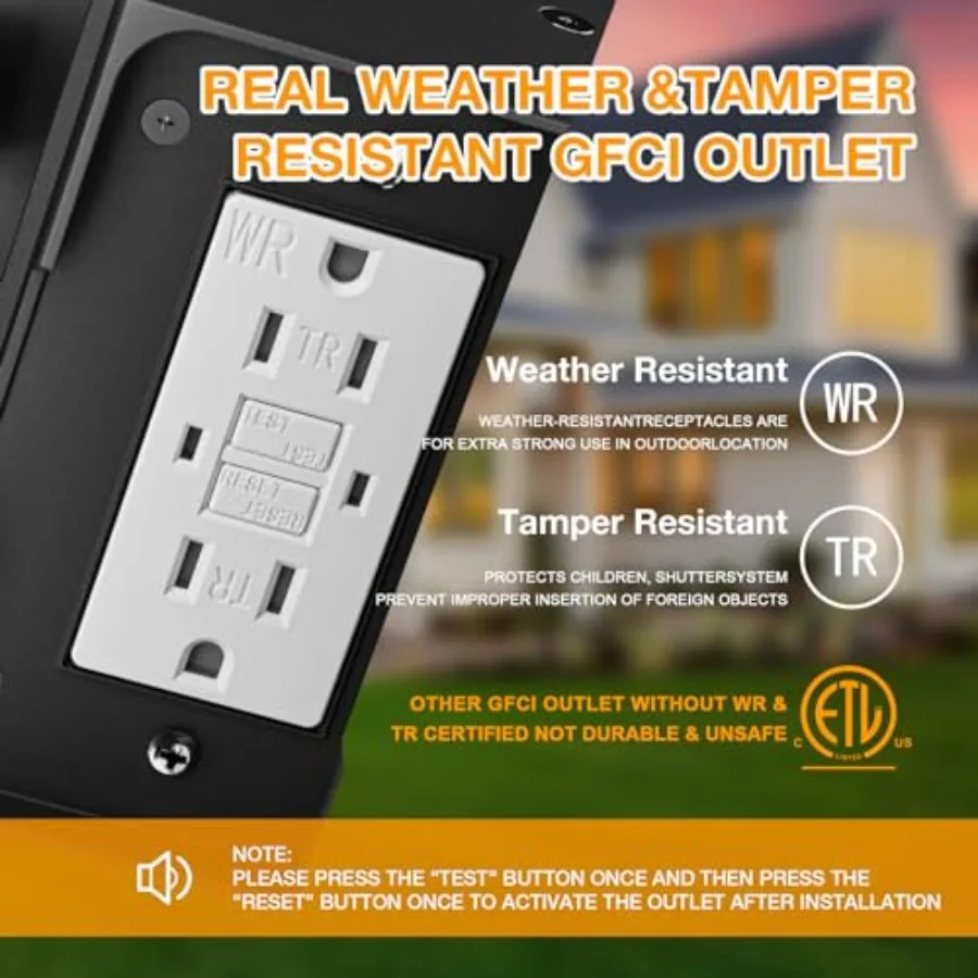 Porch Lights with Outlet, Dusk to Dawn Outdoor Light with Outlet Built-in, Waterproof Anti-Rust Lantern Outside Light with GFCI