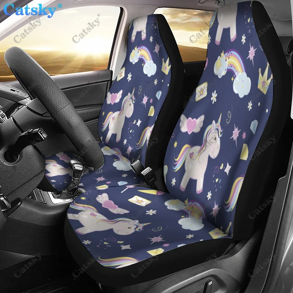 Rainbow Unicorn Pattern Car seat cover interior accessories printed pattern protection stain-resistant seat cover