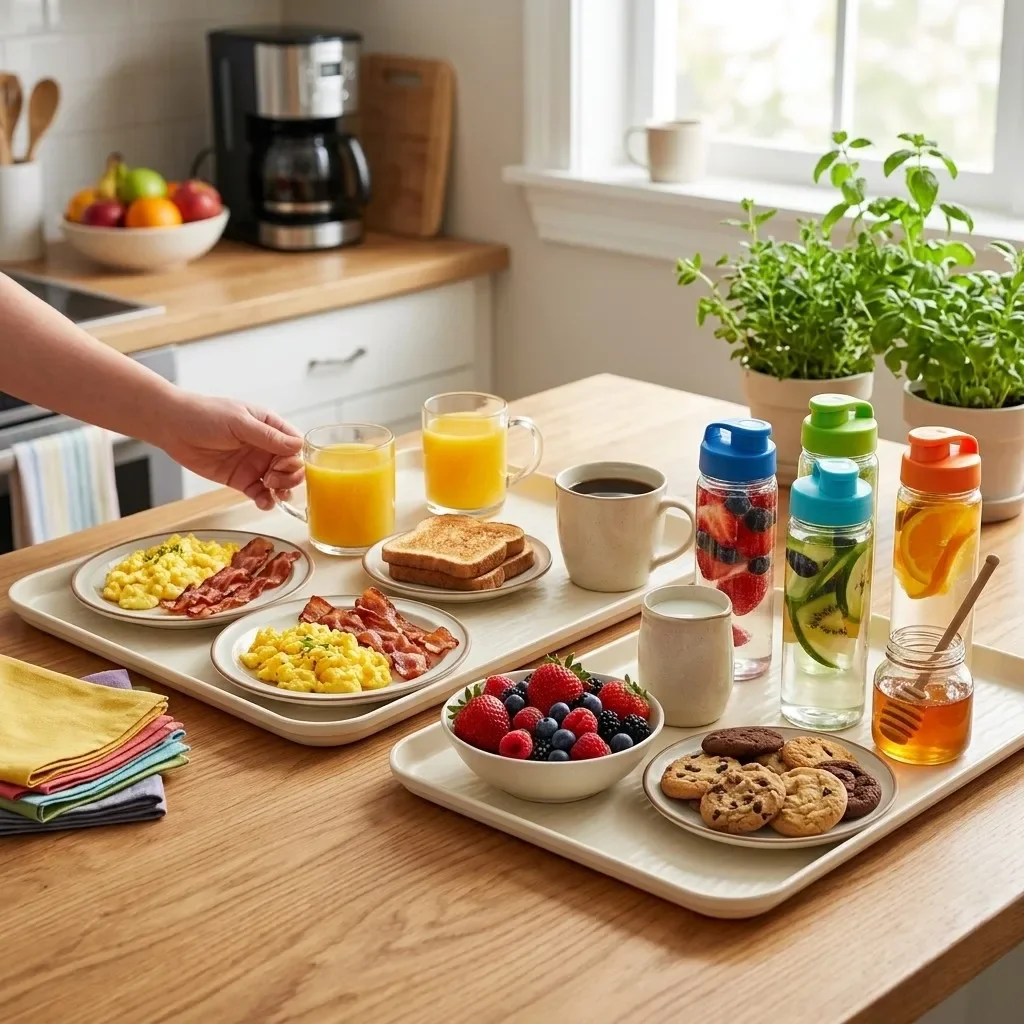 Plastic Serving Tray Stackable Food Plate Microwave Dishwasher Safe Trays for Eating Breakfast Lunch Cafeteria Serving Dishes