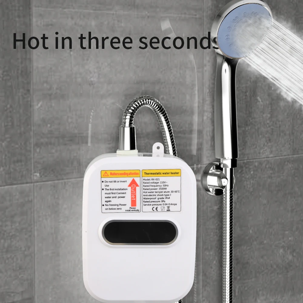 Small Instant Electric Water Heater LCD Temperature Display Water Heating Device IPX4 Quick Heating Water Heating Shower Set