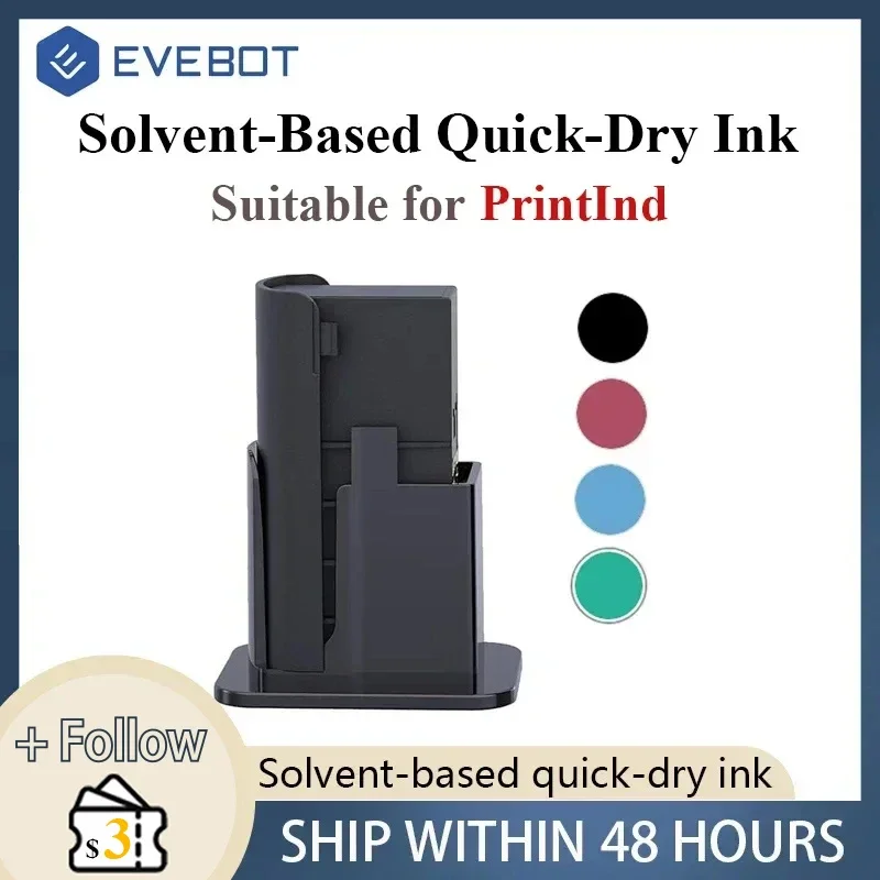 EVEBOT Handheld Printer Solvent-Based Ink Permanent Ink Cartridge Replacement for PrintInd Waterproof Ink for Various Surfaces