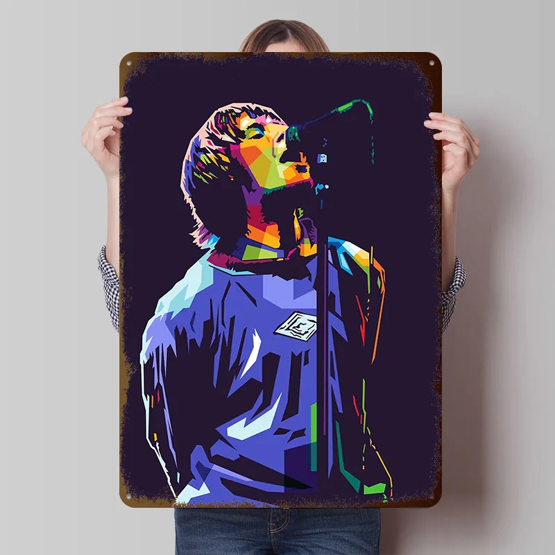 Liam Gallagher Pop Art Tinplate Posters Customizable Wall Art Retro Vintage Metal Signs for Home Room Wand Deko Bathroom Decor