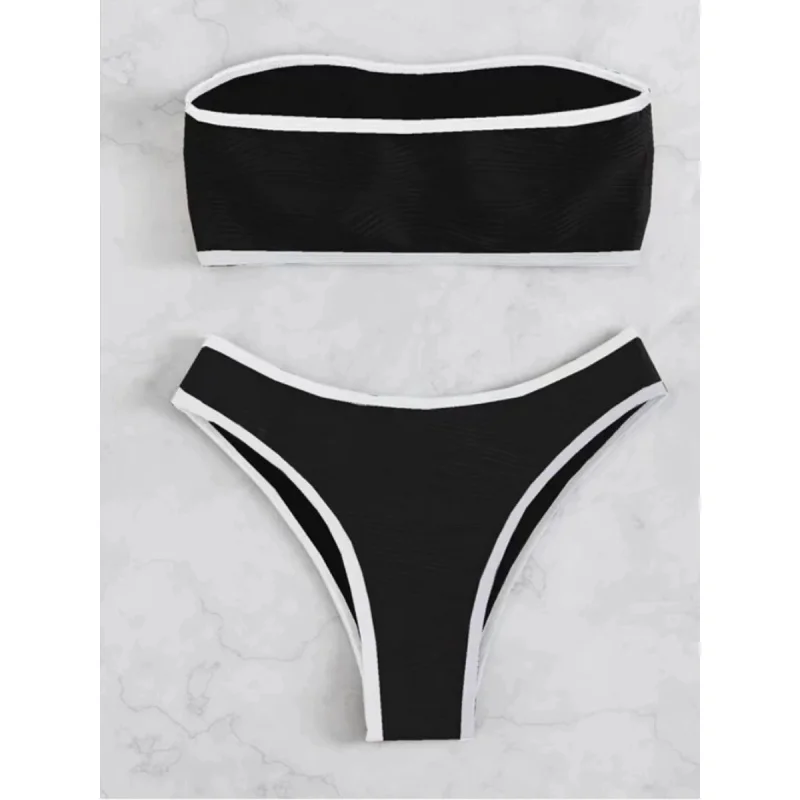 

Women Sexy Bandeau Micro Bikini Off Shoulder Strapless Bikinis Female Bathing Suit Vintage Fashion Swimming Beachwear Bikini Set