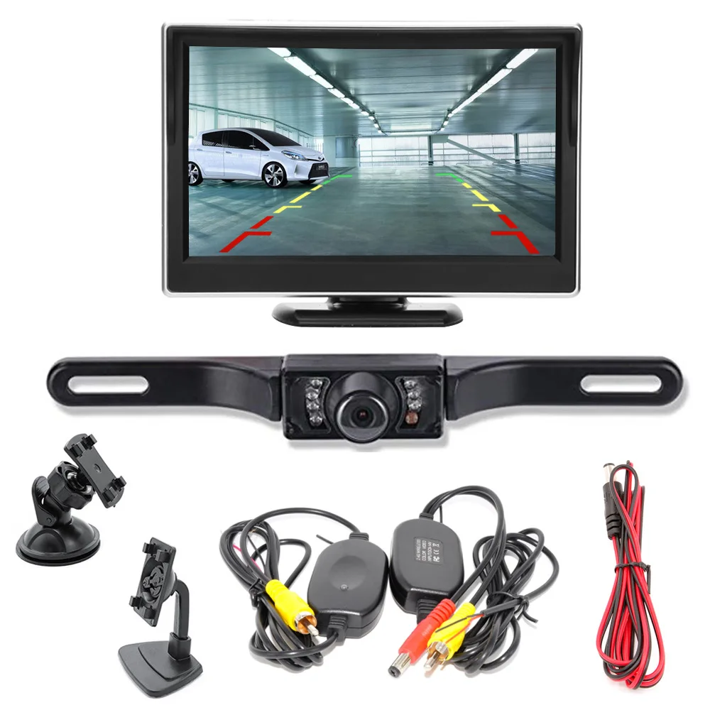 5-inch HD vehicle-mounted display with external wireless 2.4G reversing camera automotive rear view system for reversing image