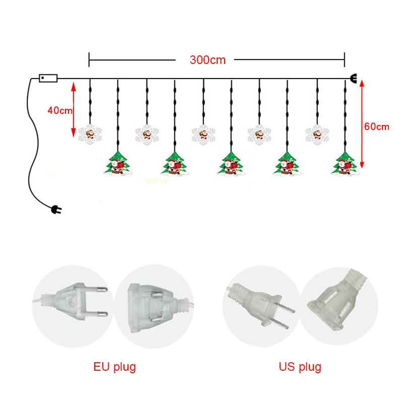 Tenda LED String Lights Multi modalità Flash Light per natale LED Window Bedroom Home Decoration