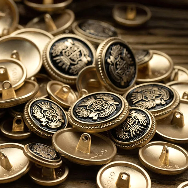 أزرار ذهبية بساق على شكل تاج ، نمط جامعي بريطاني ، معطف ملابس ، ديكور معدني ، إكسسوارات خياطة ، عتيقة ، 10 * #3