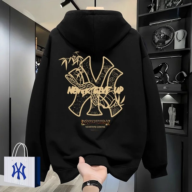 

Мужская толстовка с капюшоном, модный брендовый свободный топ на весну и осень, в стиле Года Змеи, для подростков и молодежи