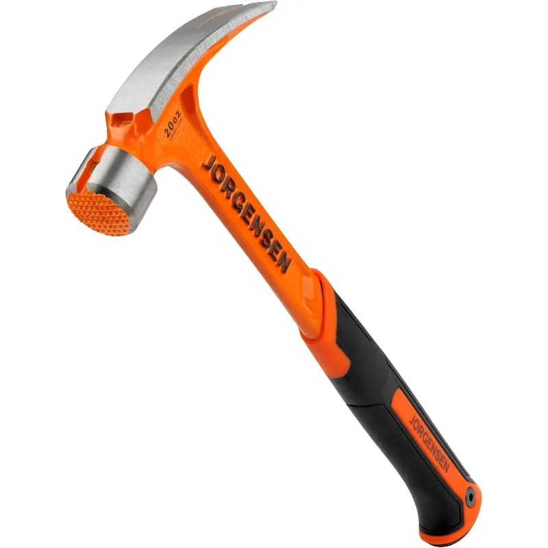 

Jorgensen 20 oz Straight Claw Hammer with Magnetic Nail Holder, Rip Claw Hammer with Milled Face & Shock Absorbing Grip