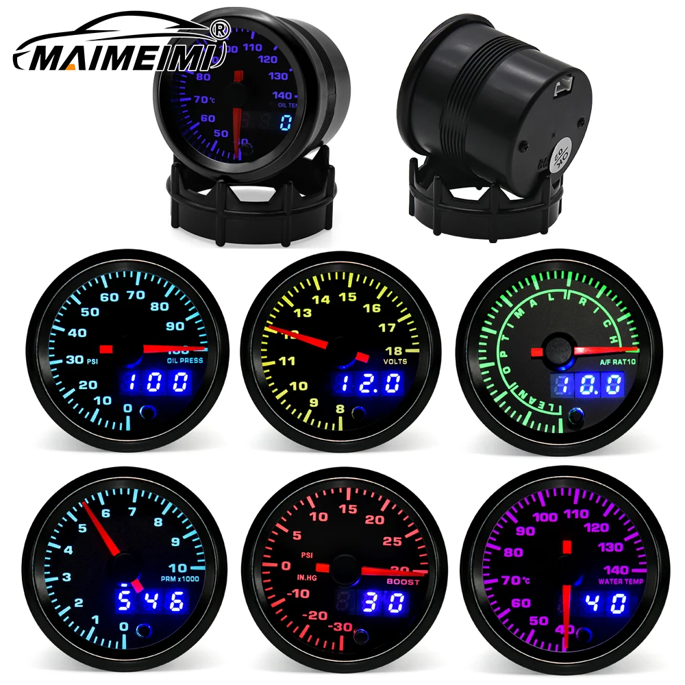 

Universal Car Turbo Boost Gauge -30~30 Bar 7Color LED Water Temp RPM Display 12V Auto Mechanical Boost Meter for 4/6/8 Cylinders