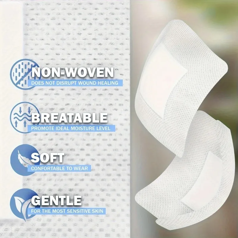50pcs Large Hypoallergenic Wound Dressing, Non-Woven Medical Adhesive Bandage for First Aid, Breathable Water-Resistant Patch
