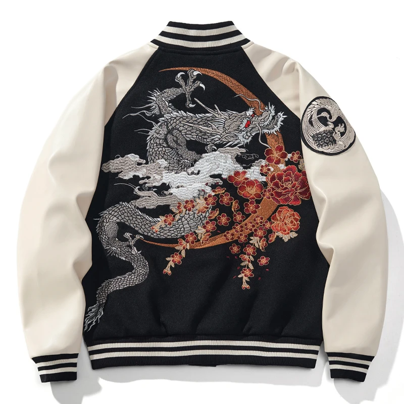 Yokosuka Dragon Embroidered Jacket Baseball Suit Color Boys Coat Top Trend Brand New Autumn And Winter