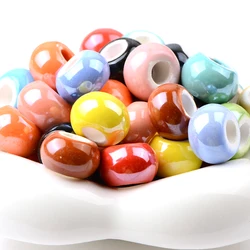 Mixed Big Hole 9X14mm Charms Ceramic Beads Loose Beads for Jewelry Making Porcelain Handmade Diy Jewellery Accesorios