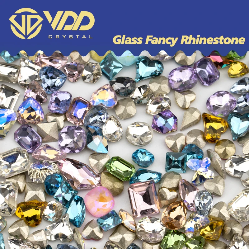 VDD 50 Stück/100 Stück hochwertige Glas-Strasssteine, Kristall-Glitzer-Steine mit runder Rückseite für Nagelkunst-Dekoration, DIY-Zubehör – Detail 4