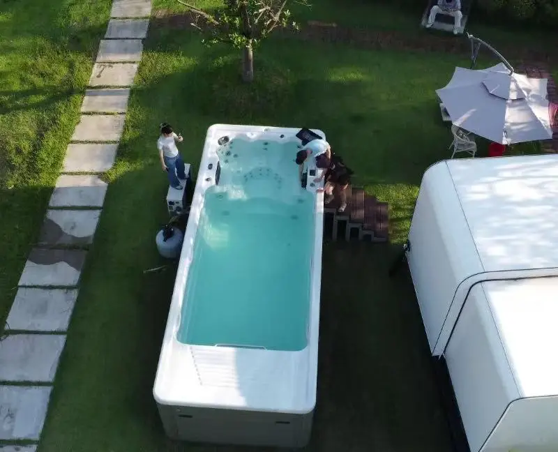 OEM Custom Outdoor Villa Swim Spa Pool 6M-12M Optional Size Acrylic Whirlpool Hot Tub with Touch Screen Controller System