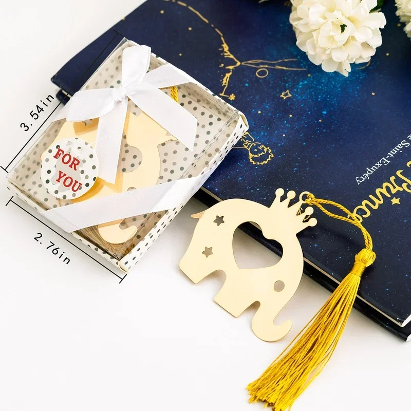 Alloy Bookmark Wedding Gifts for Guests Elephant Shape Party Gifts with Individual Box Personalized Bookmark Graduation Souvenir