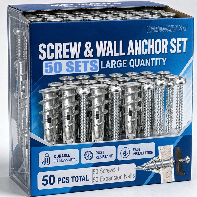 Heavy Duty Metal Self Tapping Screws Kit Drywall Plasterboard Wall Anchors Dowels Expansion Bolts Mounting Fasteners Hardware