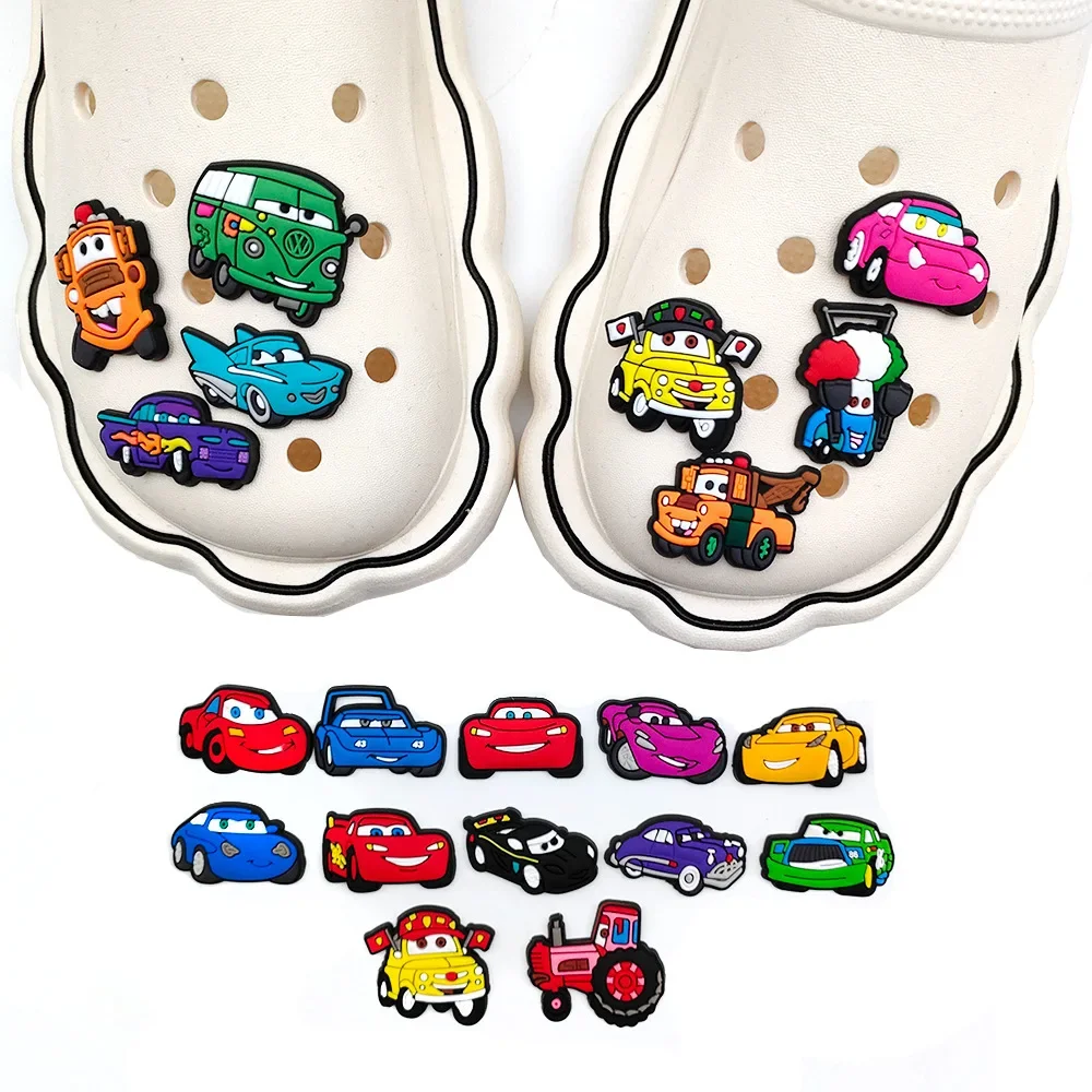 Shoe CharmsCartoon Cars Lightning McQueen Shoe Charms PVC Accessories DIY Shoe Decoration For Clog Sandal Kids X-mas Gifts