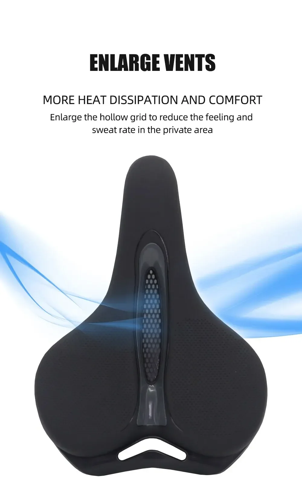 MTB Bike Saddle Breathable Big Butt Cushion Leather Surface Seat Mountain Bicycle Shock Absorbing Hollow Cushion