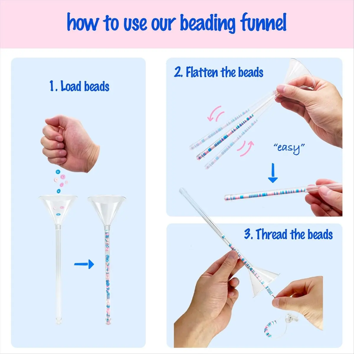 ABQR воронка для бисера для глиняных бусин, набор для изготовления браслетов, воронка для бисера, иглы, универсальные бусины, принадлежности для изготовления ювелирных изделий