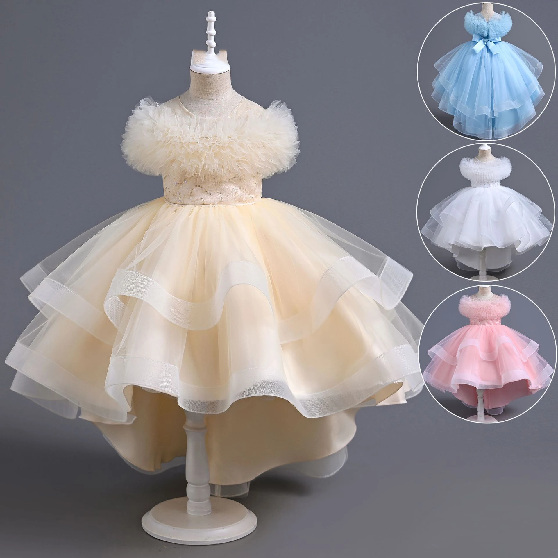 

Cosplay Princess Costume for Kids Angel Girls Cake Skirt Evening Dress Ball Dance Party Wedding Children Skirt Cos Goddess Queen