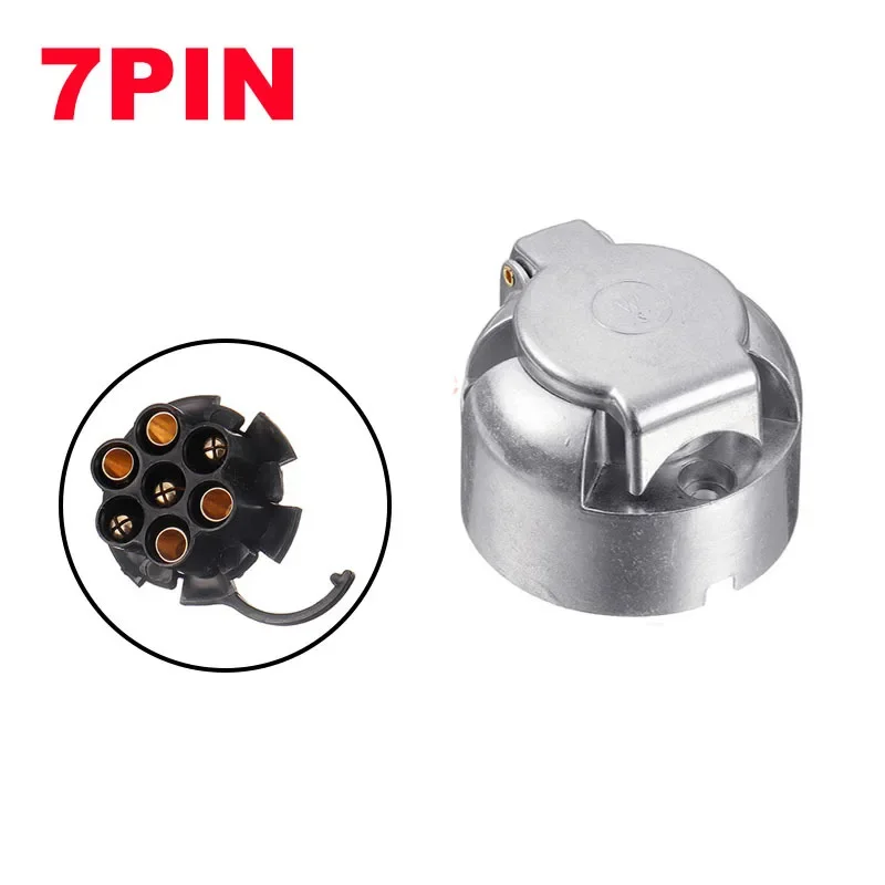 12V 7 Pin Aluminum Durable EU Standard Trailer Socket Round Shape Plug Adapter Towing Supply Power Tool Caravan Truck Accessorie