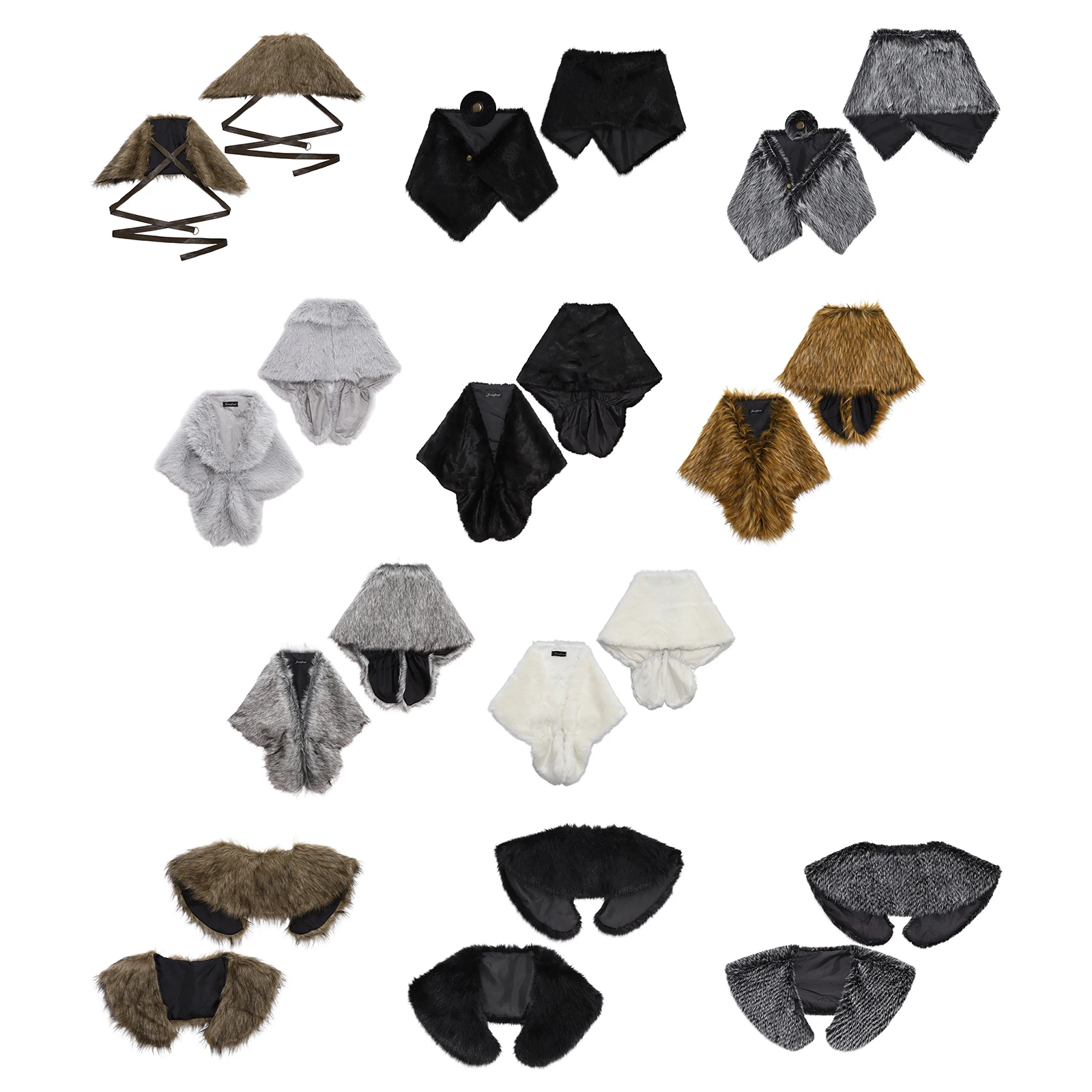 Medieval Faux Fur Cape Cosplay Costume Cape Shawl for Masquerade Ball Halloween Cosplay Accessory