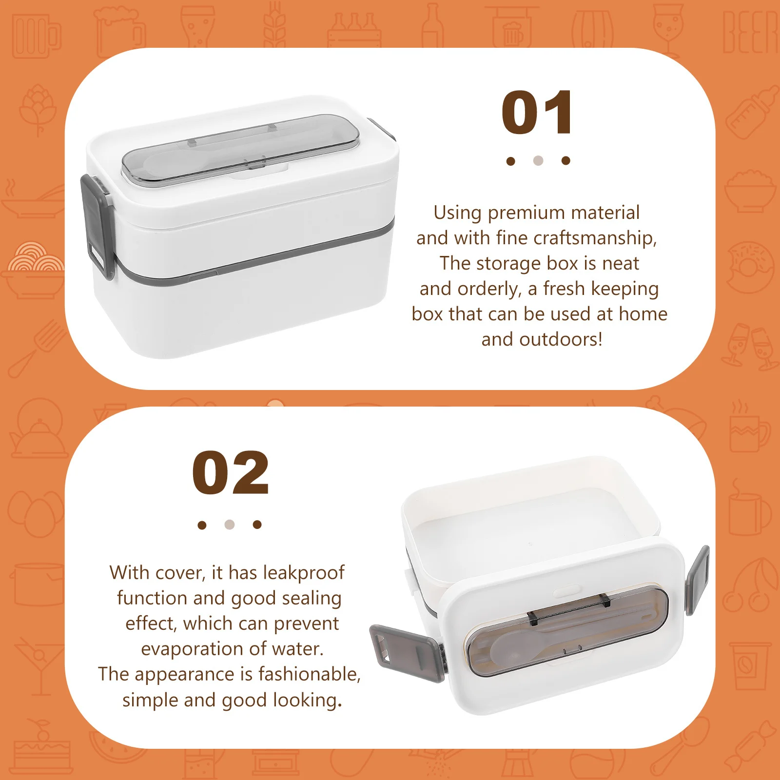 

1 set 1 Set Of Portable Lunch Box Leakproof Bento Container For Student Worker Microwave Safe Food Storage Case Bento Box