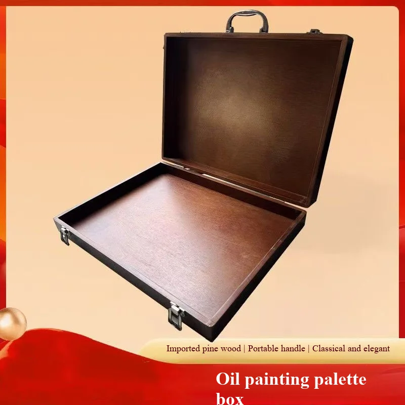vintage-art-student-portable-thickened-color-mixing-box-walnut-colored-tabletop-oil-painting-case-portable-storage-case