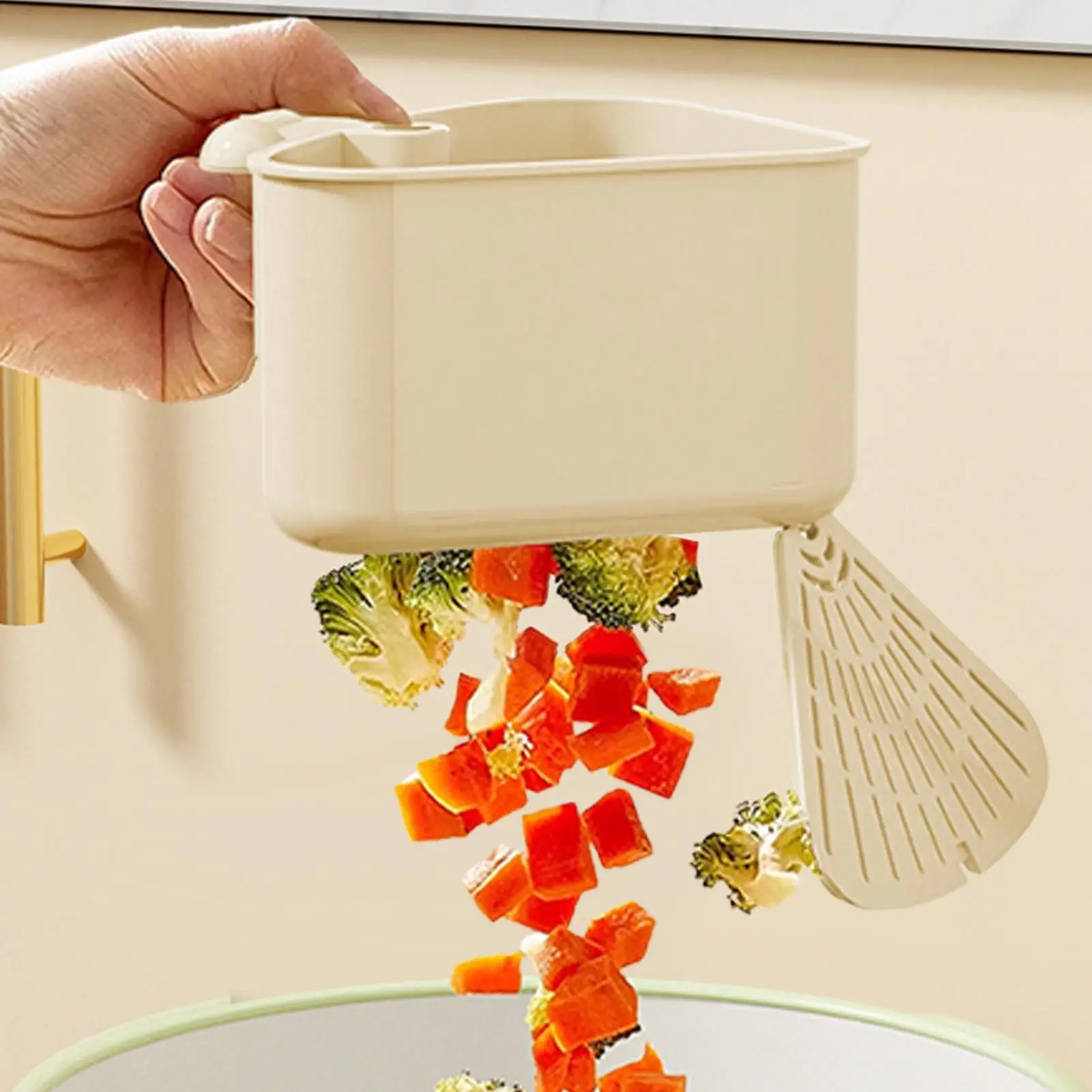 Kitchen Sink Corner Strainer Suction Cup Openable Food Waste Filter Basket Quick Drain Dishcloth Holder Dishwasher Sink Strainer