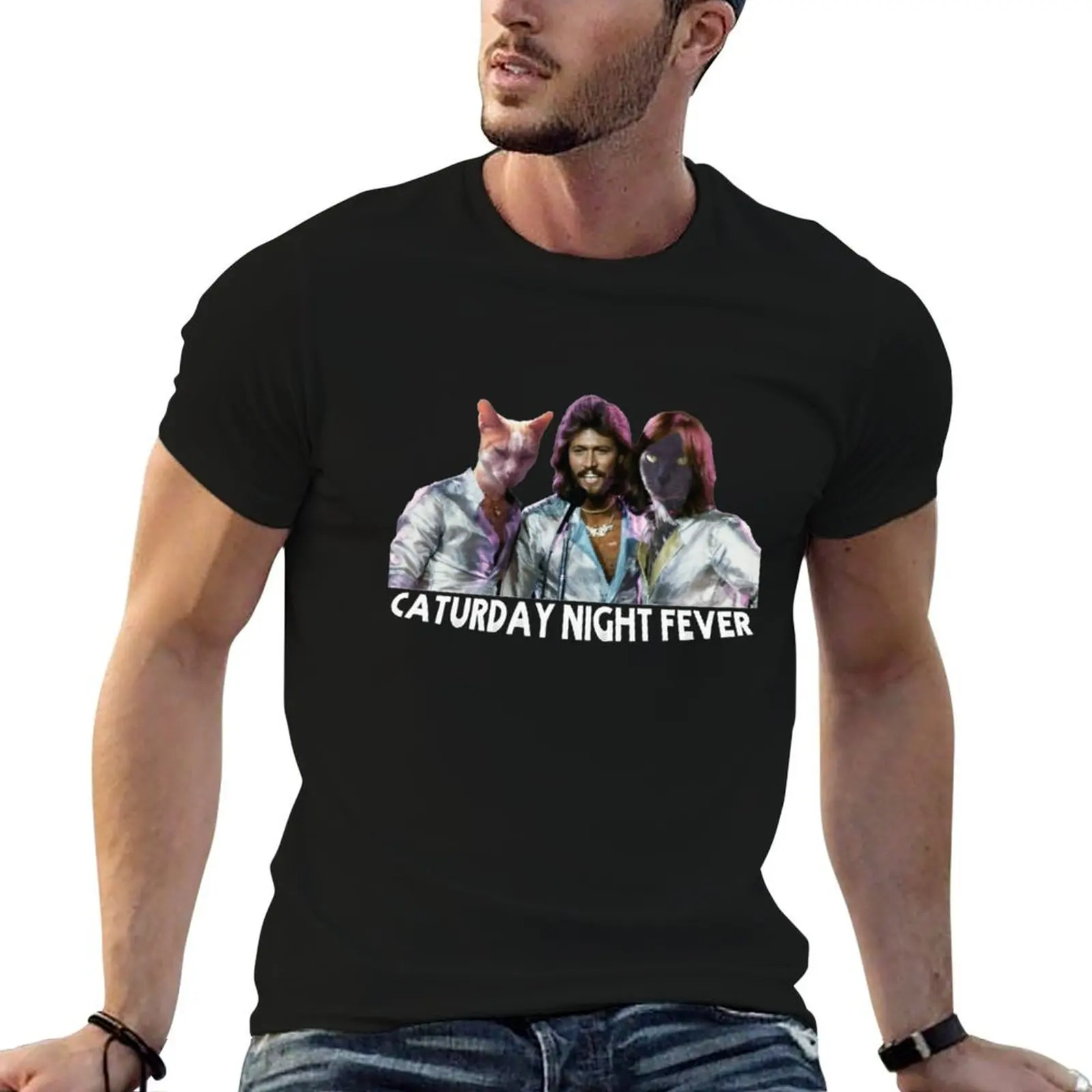 Cat-urday Night Fever - Bee Gees Best of American Rock T-Shirt customs design your own shirts graphic men clothing