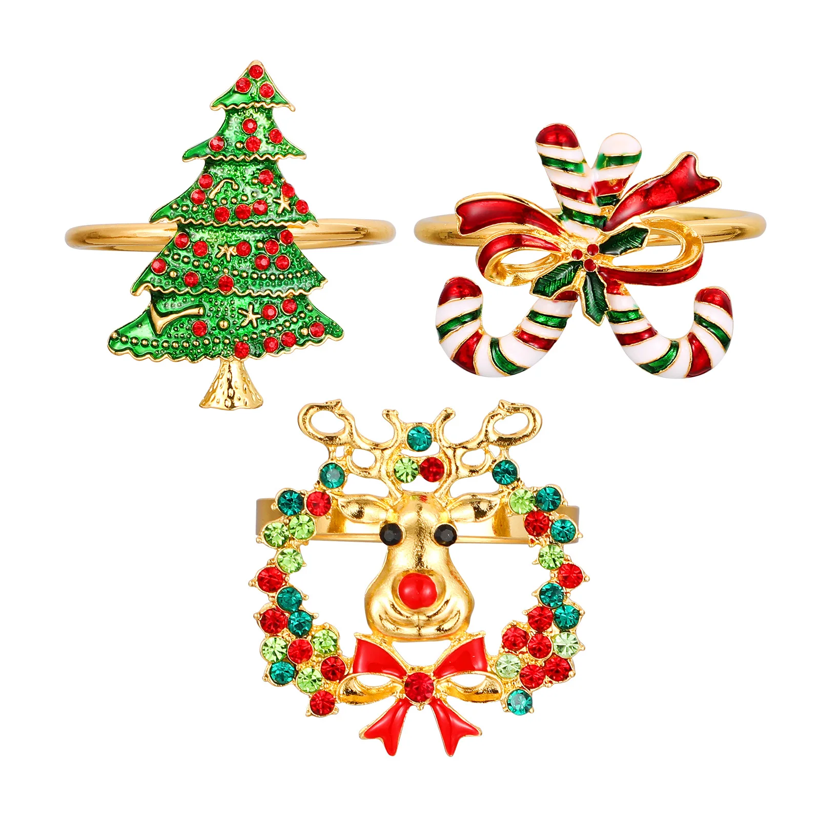 

3 Pcs Napkin Ring Christmas Themed Napkin Holder Gold Silver Table Decor Metal Material Banquet Wedding Party Home Decoration