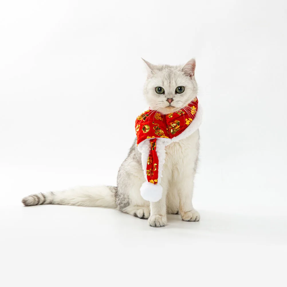 

Pet Collar Scarf Warm Clothing for Dog Cat New Year Joyous Kitten Decorative Puppies Chinese Elements Cotton Winter Pet