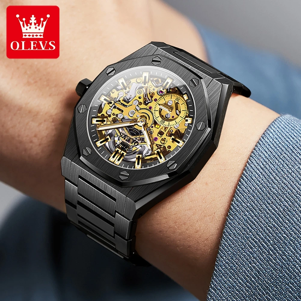 OLEVS 6669 Watch Man Luxury Original Automatic Mechanical Business Watch﻿ Waterproof Luminous Week Date Moon Watches For Man