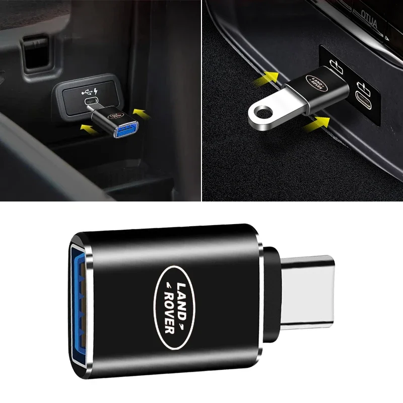 Adaptador de carga para coche, convertidor de tipo C a USB, accesorios para coche, emblema, para Land Rover Ranger Autobiography Freelander Evoque, 1 ud.