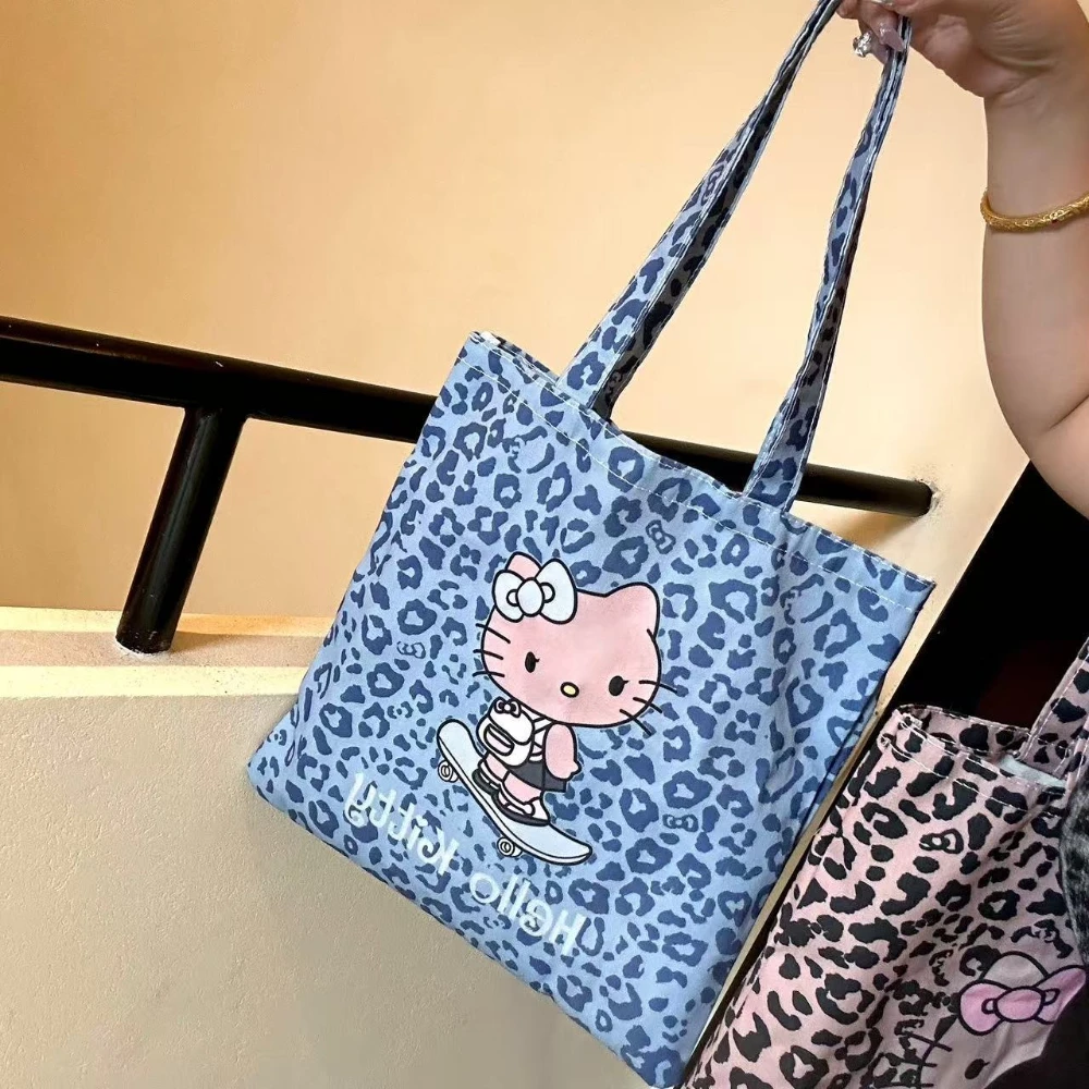 

Sanrio Hello Kitty Women's Top-Handle Bags Cute leopard print small handbags Kawaii One-shoulder Tote Cute Cartoon Cat Handbag