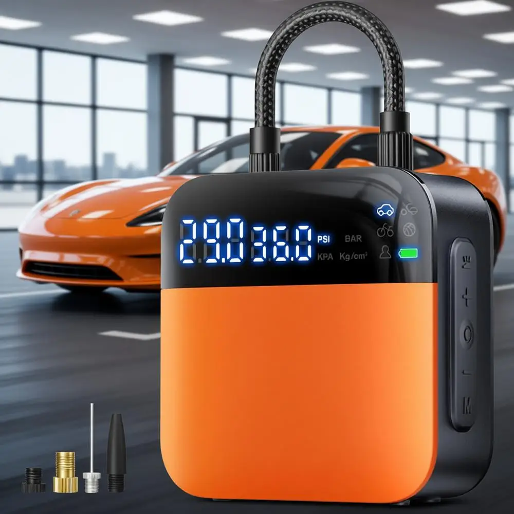 

Portable Air Compressor - 150PSI 4X Faster Air Pump for Car Tires with Tire Pressure Gauge, 12V Car Power Adapter, Ideal for Car