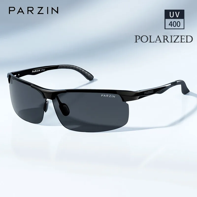 

PARZIN New Polarized Sunglasses Men's Fashion Half Frame Driver's Driving Glasses Sun Glasses Trendy PZ8382
