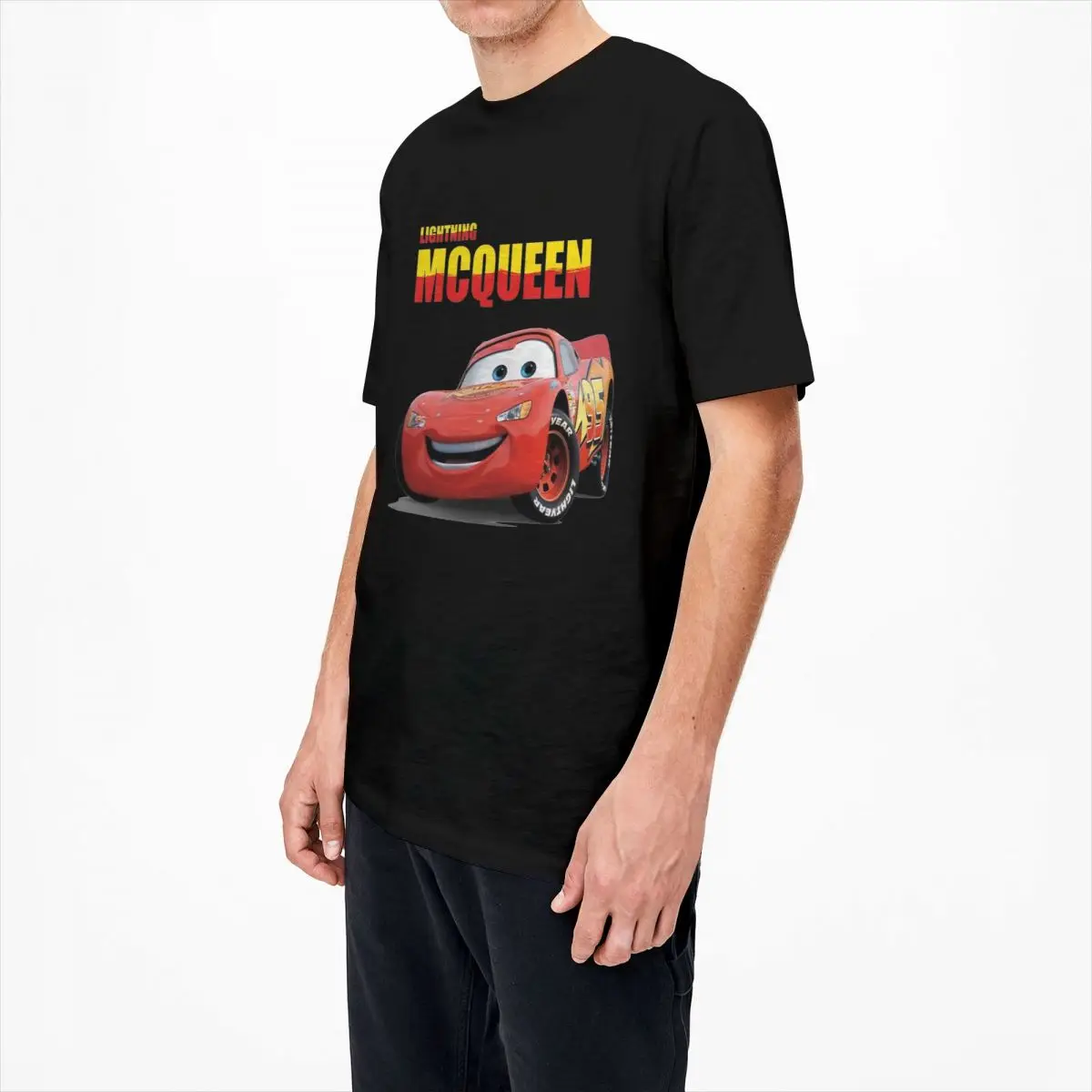 Men Lightning McQueen T-Shirts Cartoon Red Car 100% Cotton Clothing Summer Short Sleeve T-Shirt Crew Neck Tee Shirt Plus Size