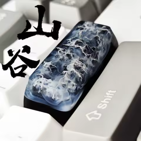 2.25u Left Shift Enter Manual Artisan Resin Keycaps Snow Mountain Valley For Mechanical Backlit Keyboard GK64 Custom Switch Key