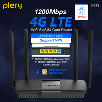 Plery 4G LTE Cat6 Router 1200Mbps Dual Band WiFi5 Wireless Router 5*Gigabit Ports VPN Support Nano Nano SIM