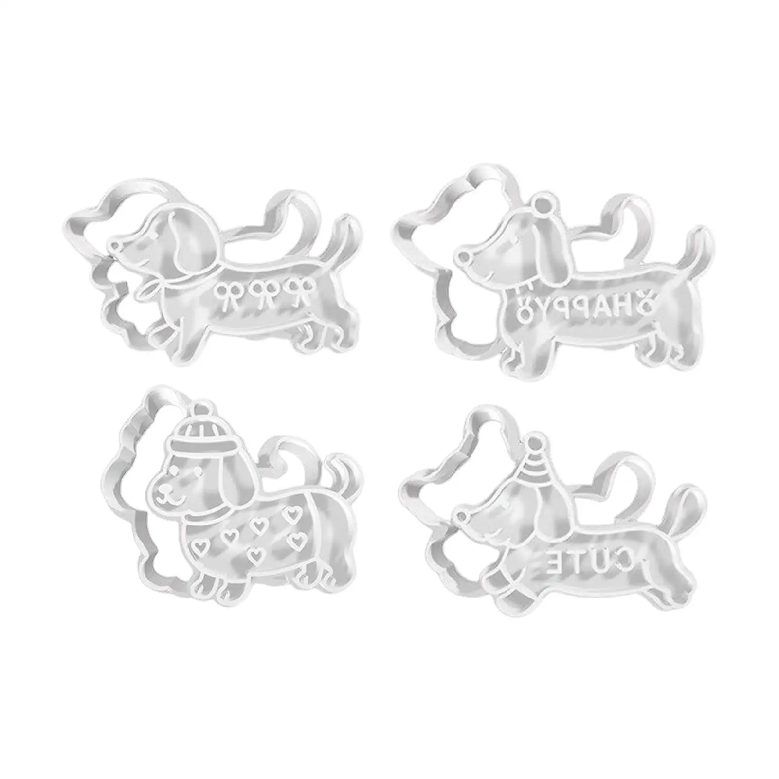 4 Pieces Cute Dachshund Biscuits Mold Set Pressing Cookie Cutters Dog Shapes Cake Mold DIY Dog Snack Party Baking Tool