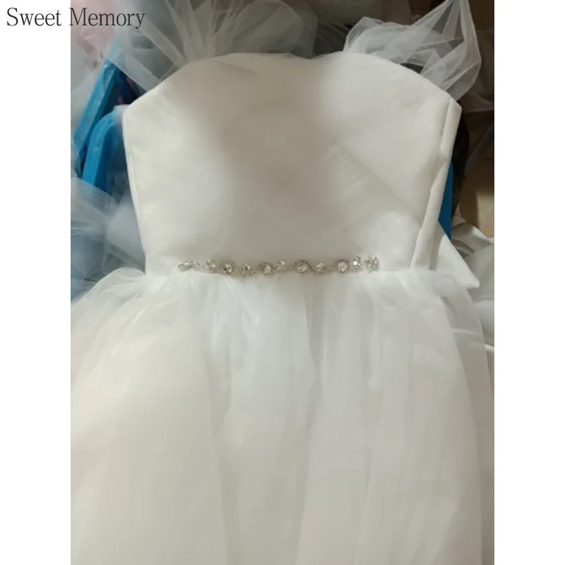 Custom Made A72 Sweet Memory Crystal Gray White Bruidsmeisje Jurken Mesh Tule Floor Length Homecoming Birthady Party Dress