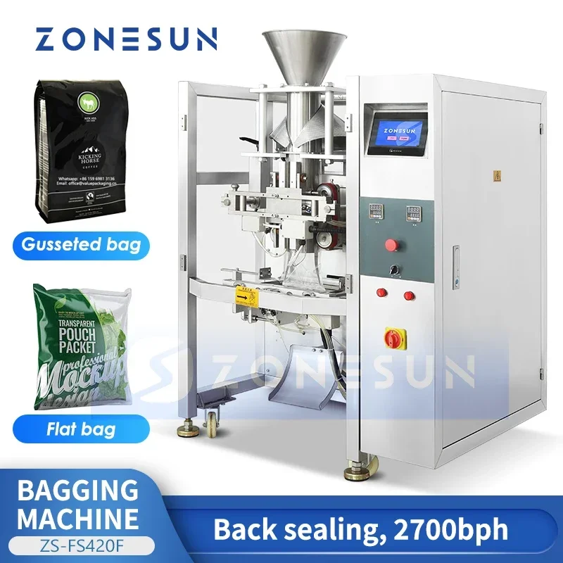 ZONESUN Máquina automática de llenado y sellado de polvo de gránulos, equipo de embalaje de bolsas VFFS ZS-FS420F